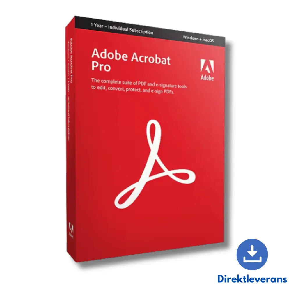 Adobe Acrobat Pro DC – Komplett PDF-lösning & Livstidslicens - Kontorsprogam