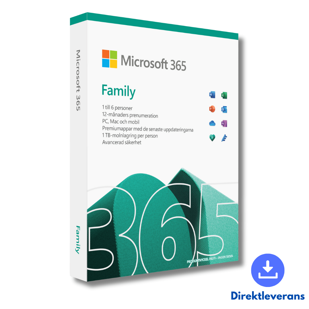 Microsoft Office 365 Family | 1 År | 6 Enheter | SVE